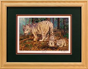 "Cubby Hole" - White Tiger by wildlife artist Randy McGovern