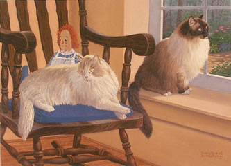 "Dreams and Schemes"- Ragdoll Cats art prints by wildlife artist Randy McGovern