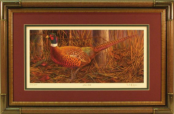 "Fencewalk" - Pheasant Print by wildlife artist Randy McGovern
