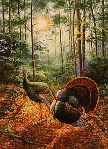 "Hitting The Trail" - Wild Turkeys by wildlife artist Randy McGovern