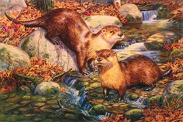 "Otter Nonsense" - Otters by wildlife artist Randy McGovern