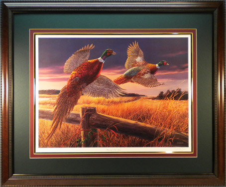 "Pheasants Over Grass" - Pheasant Print by wildlife artist Randy McGovern