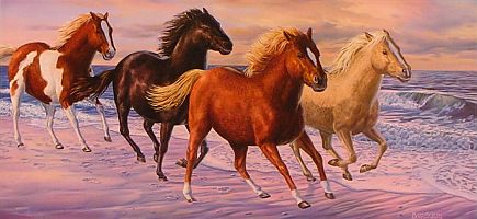 "Surfsters" - Ponies by wildlife artist Randy McGovern